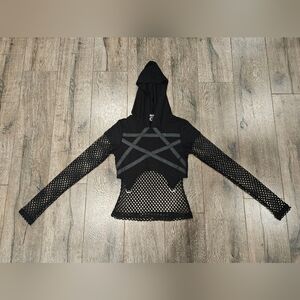 COPY - Killstar fishnet hooded long sleeve top